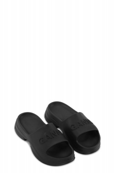 GANNI ガニ― BLACK POOL SLIDE SANDALS ブラック プール スライド サンダル 正規取扱い店舗公式通販  沖縄セレクトショップWONDERCUBE