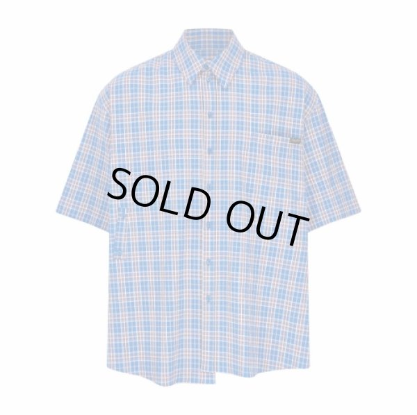 画像1: MARTINE ROSE　S/S WRAP SHIRT in BLUE CHECK (1)