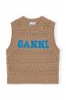 画像1: GANNI ガニーBROWN COTTON ROPE SHORT VEST (1)