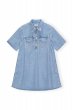 画像1: GANNI ガニーCUTLINE DENIM MINI DRESS (1)