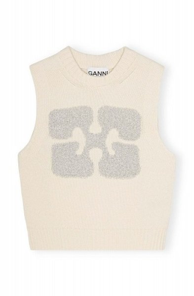 画像1: GANNI ガニーOFF WHITE GRAPHIC WOOL MIX VEST (1)