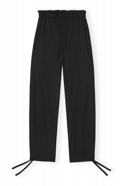 画像1: GANNI ガニー Black Drapey Melange Elasticated Waist Trousers (1)