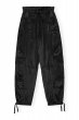 画像1: GANNI ガニー Black Washed Satin Pocket Trousers (1)