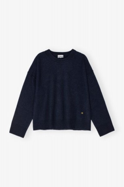 画像1: 【正規取扱店販売品】GANNI  ガニ―  Dark Blue Wool Jumper　ご注文確認後即日発送・送料無料 (1)