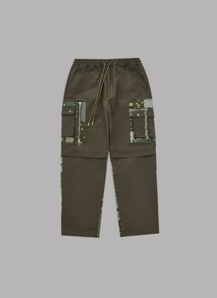 画像1: ALWAYS OUT OF STOCK PAISLEY LAYERED POCKET FATIGUE PANTS-KHAKI (1)