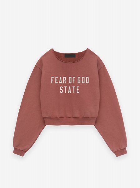 画像1: ESSENTIALS FEAR OF GOD Womens Heavy Fleece Raw Cropped Crewneck フリース (1)