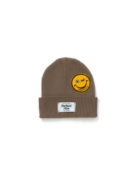 画像1: 【Perfect ribs®︎×A LOVE MOVEMENT】"SMILE Patch" Rib Beanie Cap (1)