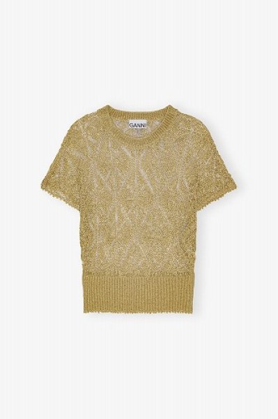 画像1: 【正規取扱店販売品】GANNI  ガニ―  Gold Metallic Top ゴールドメタリックトップ (1)