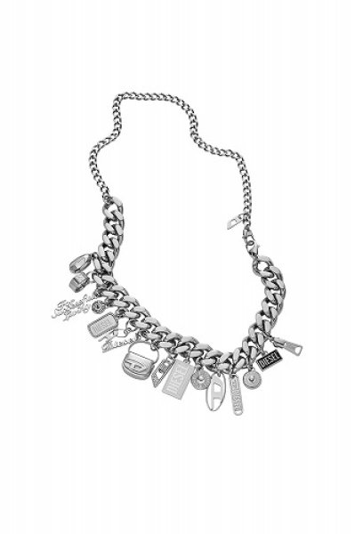 画像1: DIESEL Dx1521 jewel Stainless steel charm chain necklace ディーゼル ジュエル ネックレス (1)