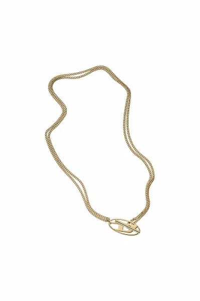 画像1: DIESEL Dx1567710 jewel Gold-Tone Stainless Steel Chain Necklace ディーゼル ネックレス (1)