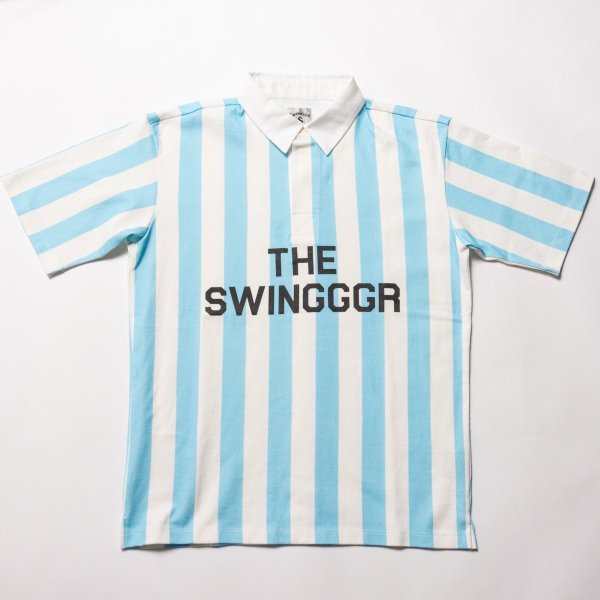 画像1: THE SWINGGGR  STRIPE POLO SHIRTS, BLUE (1)