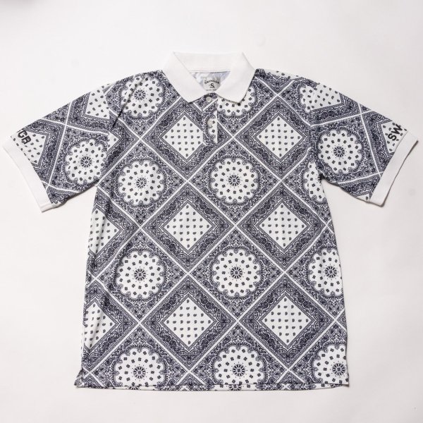 画像1: THE SWINGGGR  BANDANA PATTERN POLO-SH, WHITE (1)