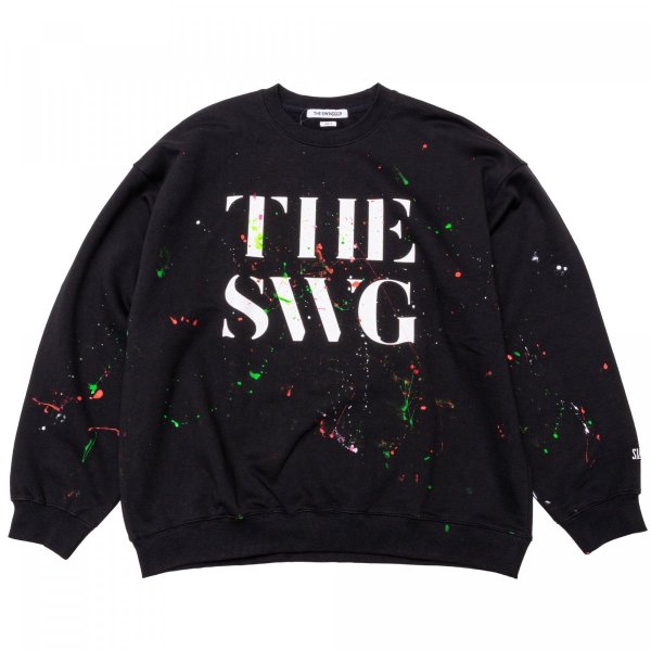 画像1: THE SWINGER　CREW NECK SWEAT, PAINTED, BLACK (1)