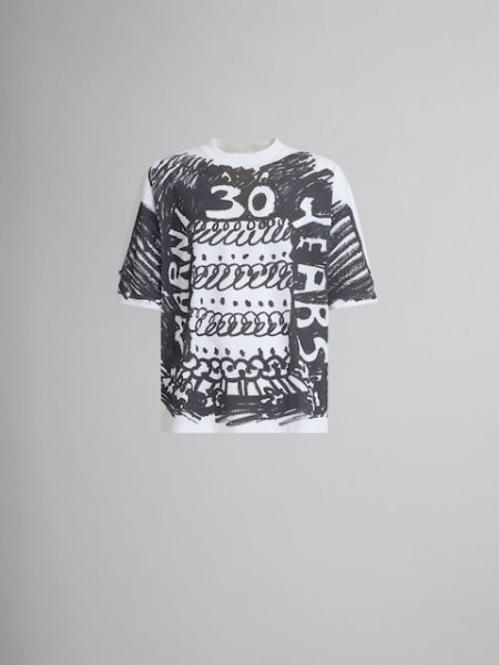 画像1: MARNI　ホワイト オーガニックコットン製Tシャツ、Marni 30th Anniversaryプリント (1)