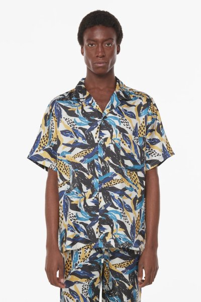 画像1: BANANATIME HAWAIIAN 2 SHIRT Seaweed Ecrublue (1)