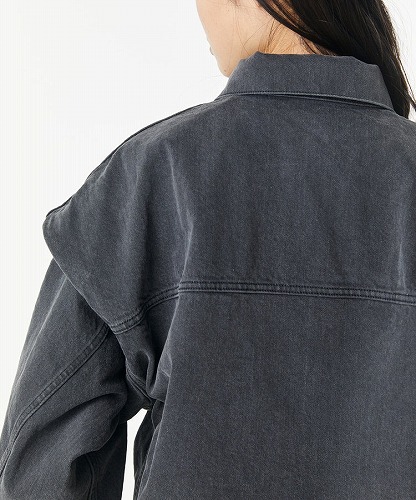 KURO POWER SHOULDER DENIM JACKET / BLACK クロ パワーショルダー