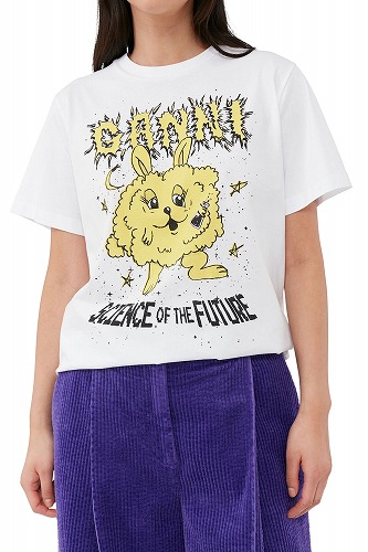 GANNI ガニ― YELLOW RELAXED BUNNY T-SHIRT イエロー リラックス