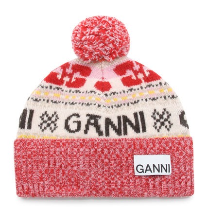 GANNI ガニ― MULTI-COLOR LOGO BONBON KNIT CAP マルチカラー ロゴ