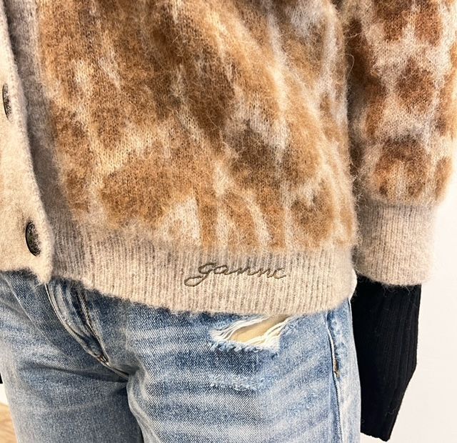 GANNI ガニ― LEOPARD JACQUARD CARDIGAＮ レオパードジャカード