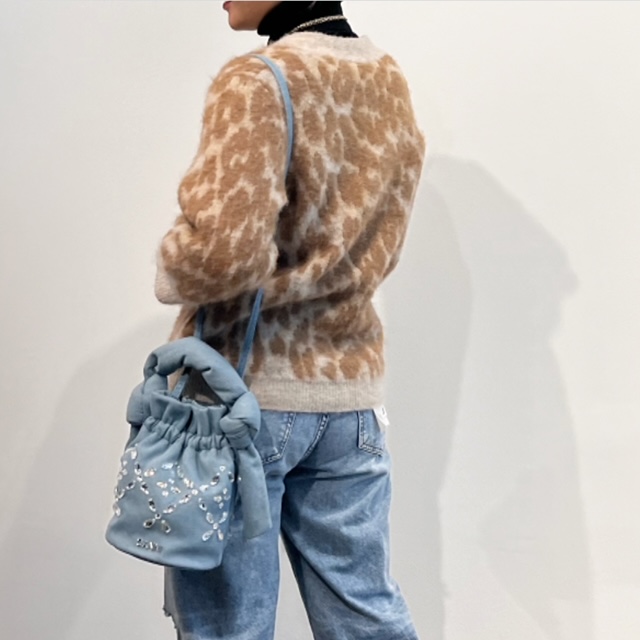 GANNI ガニ― LEOPARD JACQUARD CARDIGAＮ レオパードジャカード